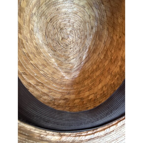 J. Fielder Straw Fedora Hat With Patterned Band Size L Made In Mexico - Picture 5 of 5